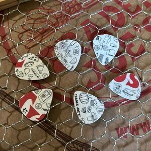 Trader Joe’s recycled gift card pvc guitar pics  abstract art